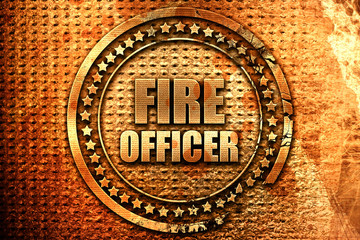 fire officer, 3D rendering, grunge metal stamp
