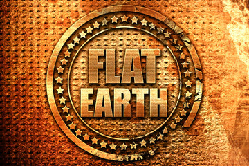 flat earth, 3D rendering, grunge metal stamp
