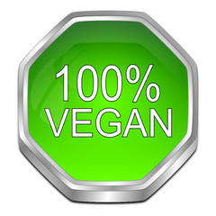 100% Vegan Button - 3D illustration