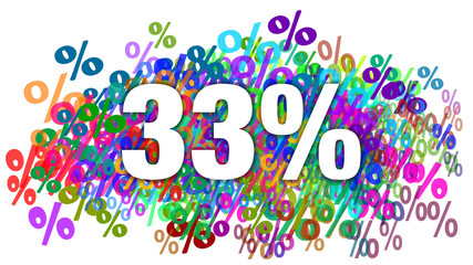 33 Percent White Text on Colorful Percentage Background