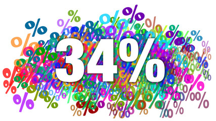 34 Percent White Text on Colorful Percentage Background
