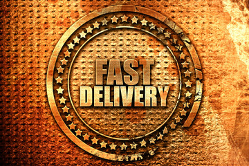 fast delivery, 3D rendering, grunge metal stamp