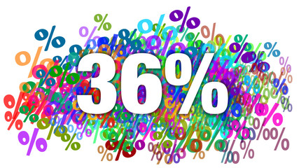 36 Percent White Text on Colorful Percentage Background