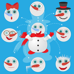 Snowman set. Infographic template.