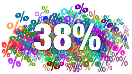38 Percent White Text on Colorful Percentage Background 