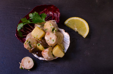 Insalata di polipo su conchiglia