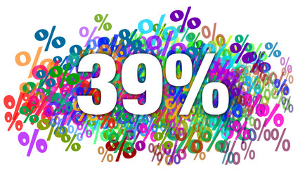 39 Percent White Text on Colorful Percentage Background