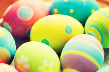 close up of colored easter eggs
