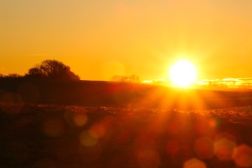 Sunrise over the hilltop  in January