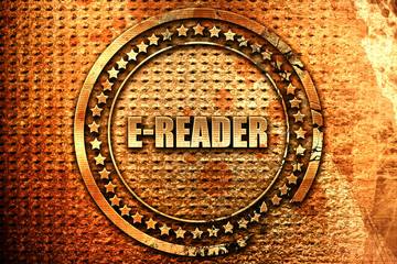 ereader, 3D rendering, grunge metal stamp