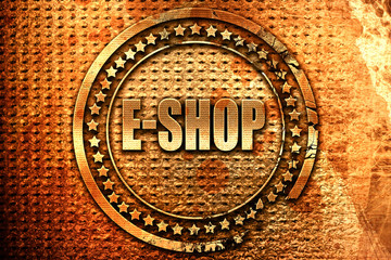 e-shop, 3D rendering, grunge metal stamp