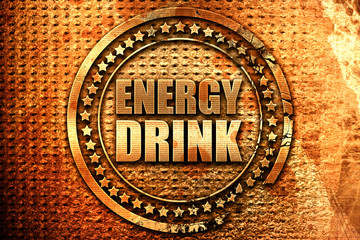 energy drink, 3D rendering, grunge metal stamp