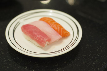  Sushi on black background