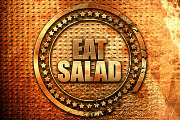 eat salad, 3D rendering, grunge metal stamp