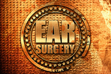 ear surgery, 3D rendering, grunge metal stamp