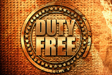 duty free, 3D rendering, grunge metal stamp