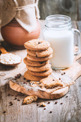 Chocolate chip cookies with milk