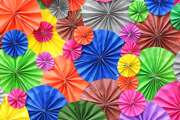 Fototapeta na wymiar abstract of colorful paper fan for background