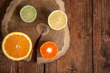 Fototapeta na wymiar Set of fresh citrus fruits