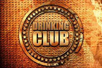 drinking club, 3D rendering, grunge metal stamp