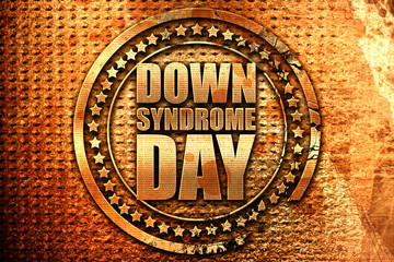 down syndrome day, 3D rendering, grunge metal stamp