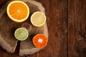 Set of fresh citrus fruits