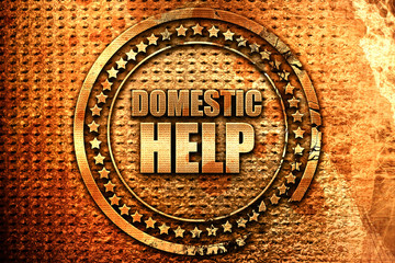 domestic help, 3D rendering, grunge metal stamp