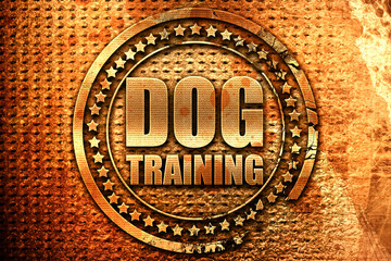 dog training, 3D rendering, grunge metal stamp