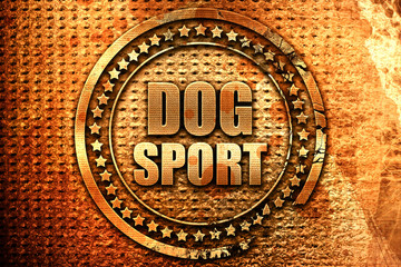dog sport, 3D rendering, grunge metal stamp