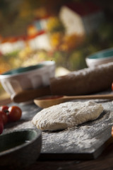 Homemade italian pizza preparation