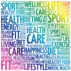 Health care word cloud, health concept