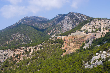 Landscape of interior of Rhodes island, Greece