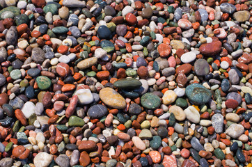 Colorful pebbles on the beach