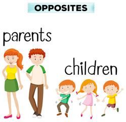 Opposite words with parents and children