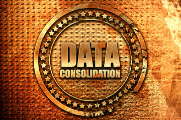 data consolidation, 3D rendering, grunge metal stamp