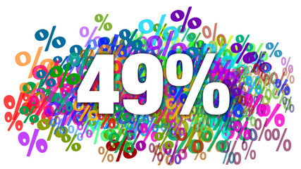 49 Percent White Text on Colorful Percentage Background