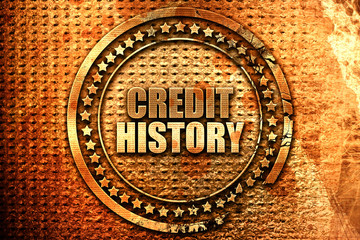 credit history, 3D rendering, grunge metal stamp