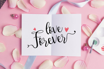 Love forever on pastel background.