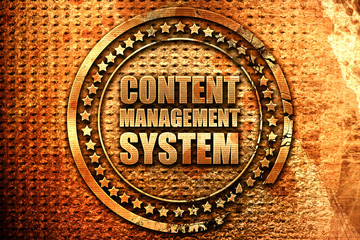 content management system, 3D rendering, grunge metal stamp