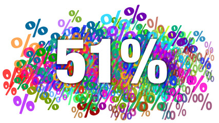 51 Percent White Text on Colorful Percentage Background