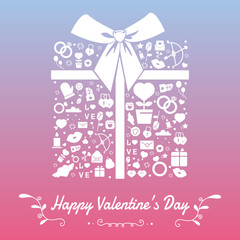 Happy Valentine's day with symbols template of icons.