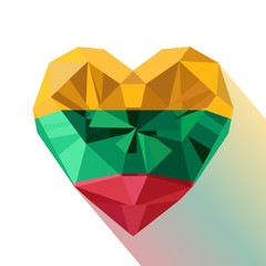 Crystal gem jewelry heart with the flag of the Republic of Lithuania.