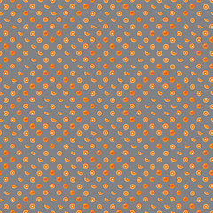 Orange with peel and orange slice seamless geometric pattern on gray background