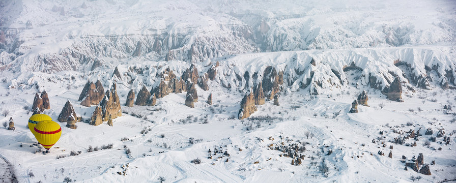 Cappadocia Snowy Aerial View During Winter