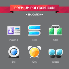 Education polygon icon set