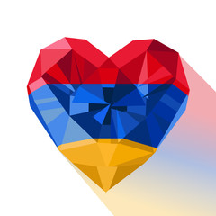 Vector crystal gem jewelry Armenian heart with the flag of the Armenia