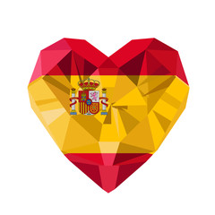 Vector crystal gem jewelry Spanish heart with the flag of the Kingdom of Spain. 