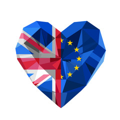 Vector Brexit illustration. Crystal jewelry European and British heart