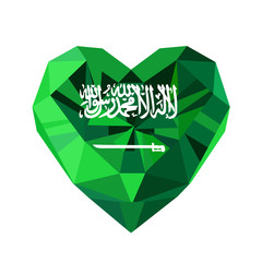 Vector crystal gem jewelry Saudi Arabian  heart with the flag of KSA