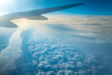 Obraz premium The wing in the sky on the background of the cloud